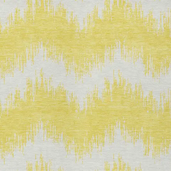 Yellow And Gray Chevron Washable Indoor Outdoor Area Rug Photo 6