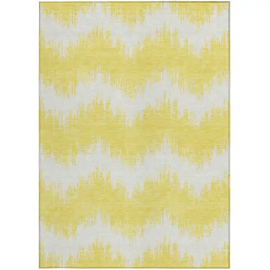 Yellow And Gray Chevron Washable Indoor Outdoor Area Rug Photo 7
