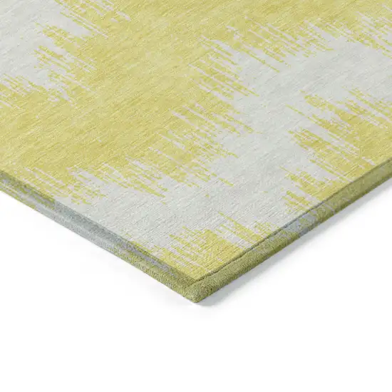 Yellow And Gray Chevron Washable Indoor Outdoor Area Rug Photo 4