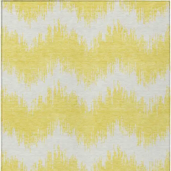 Yellow And Gray Chevron Washable Indoor Outdoor Area Rug Photo 6