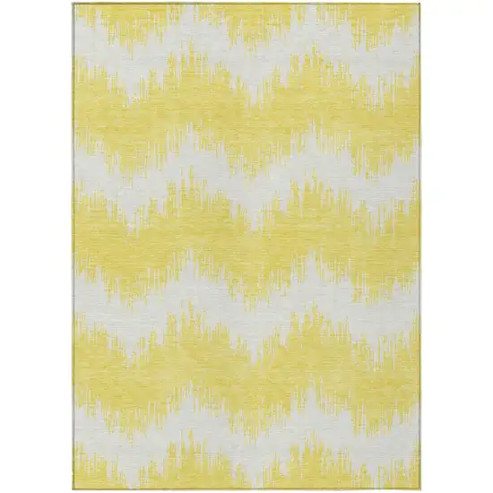 Yellow And Gray Chevron Washable Indoor Outdoor Area Rug Photo 2