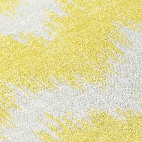 Yellow And Gray Chevron Washable Indoor Outdoor Area Rug Photo 5