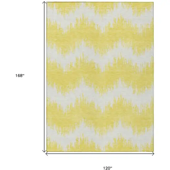 Yellow And Gray Chevron Washable Indoor Outdoor Area Rug Photo 3