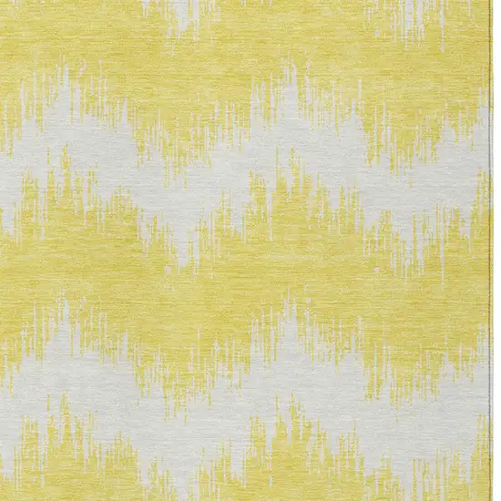 Yellow And Gray Chevron Washable Indoor Outdoor Area Rug Photo 6