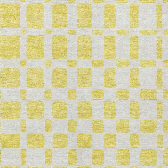 Yellow And Gray Geometric Washable Indoor Outdoor Area Rug Photo 7