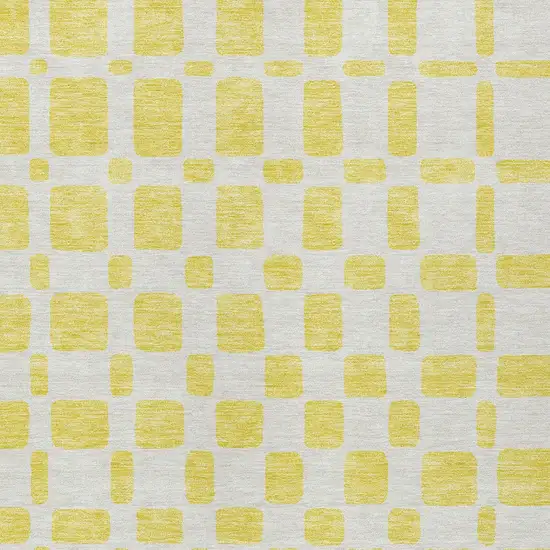 Yellow And Gray Geometric Washable Indoor Outdoor Area Rug Photo 7