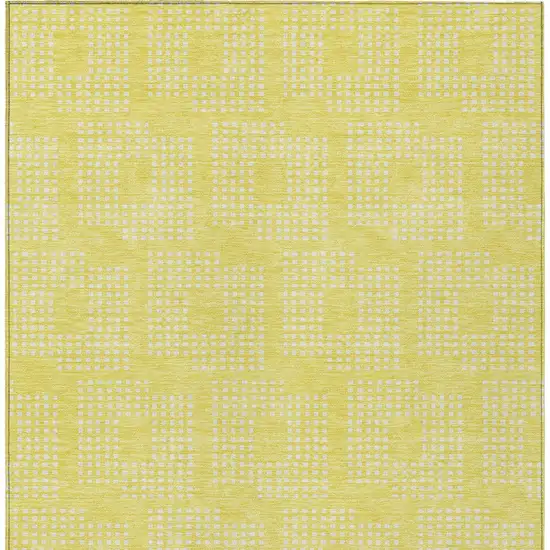 Yellow And Ivory Geometric Washable Indoor Outdoor Area Rug Photo 7