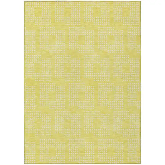 Yellow And Ivory Geometric Washable Indoor Outdoor Area Rug Photo 2