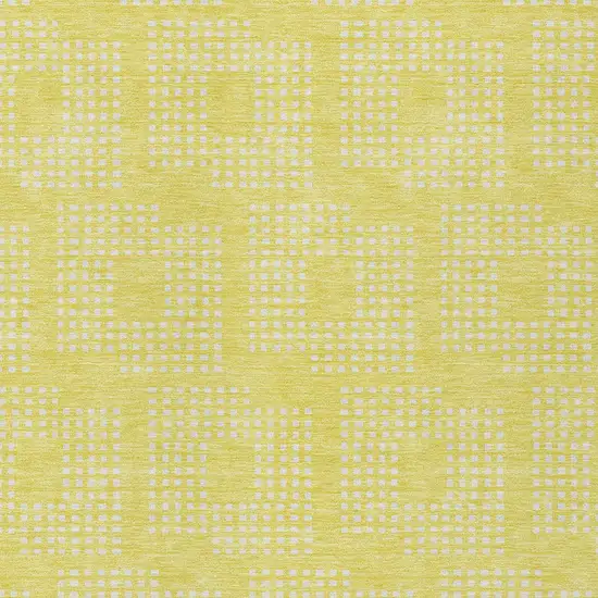 Yellow And Ivory Geometric Washable Indoor Outdoor Area Rug Photo 6