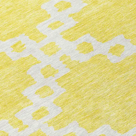 Yellow And Ivory Geometric Washable Indoor Outdoor Area Rug Photo 5