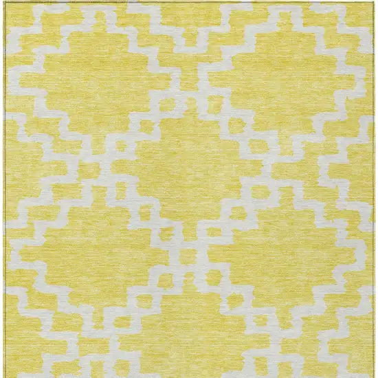 Yellow And Ivory Geometric Washable Indoor Outdoor Area Rug Photo 7