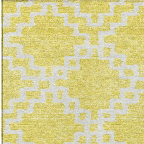 Yellow And Ivory Geometric Washable Indoor Outdoor Area Rug Photo 6