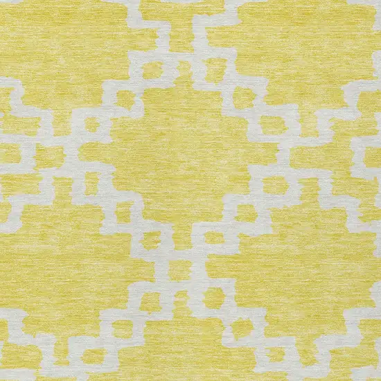 Yellow And Ivory Geometric Washable Indoor Outdoor Area Rug Photo 6