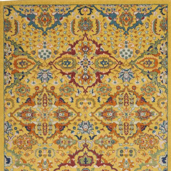 Yellow and Red Floral Power Loom Area Rug Photo 9